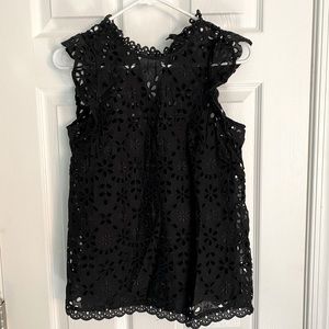 Black eyelet lace jcrew tank top blouse